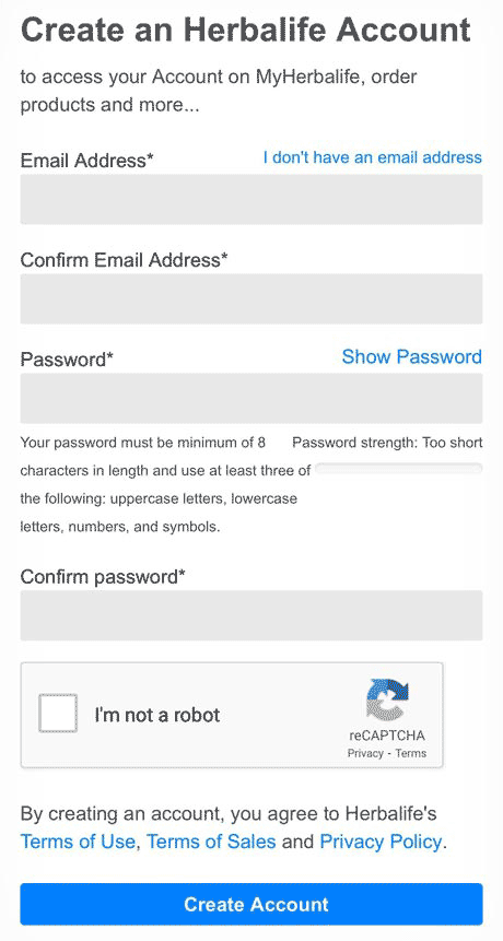 Create an account on MyHerbalife Botswana